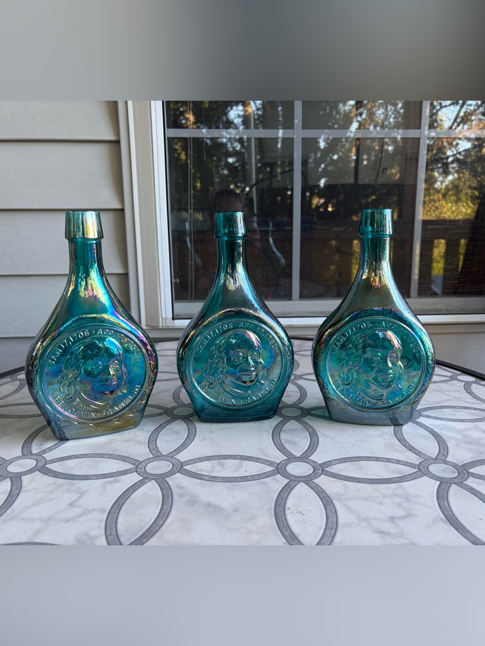 Wheaton Benjamin Franklin Iridescent “Carnival” Decanters - Set of 3